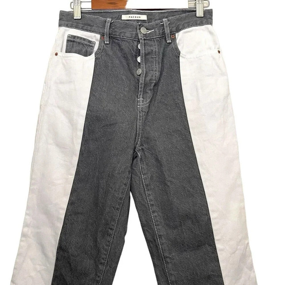 PacSun High Rise Straight Button Fly Jeans Colorblock Y2K Grunge Size 27 - Picture 4 of 11